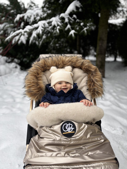 Cover Baby Organic Premium Beige Wool Adjustable Footmuff, Pastel Gold